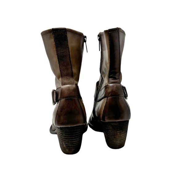 Born Nevica Two Tone Leather Western Block Heel Boots Espresso Antilope Size 6 - Picture 6 of 11